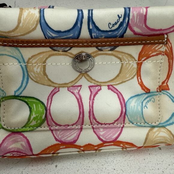 Coach Hamptons Weekend Scribble Top Handle Pouch Mini Bag Y2K Colorful Purse - Picture 2 of 12